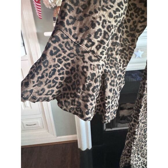 Chico's Women's Brown Cheetah Print Embroidered Tunic Top Size 0 (XS 4/6) - Picture 3 of 8